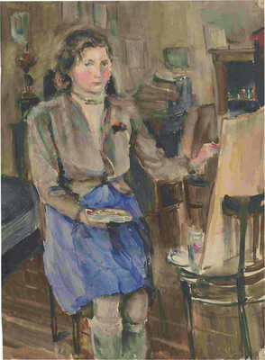 Шевандронова Ирина Васильевна. Юная художница. Автопортрет в юности 